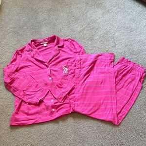 Victoria's Secret Hot Pink Striped Pajama Set